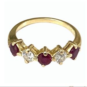 Vintage 14k Gold ruby & diamonds ring